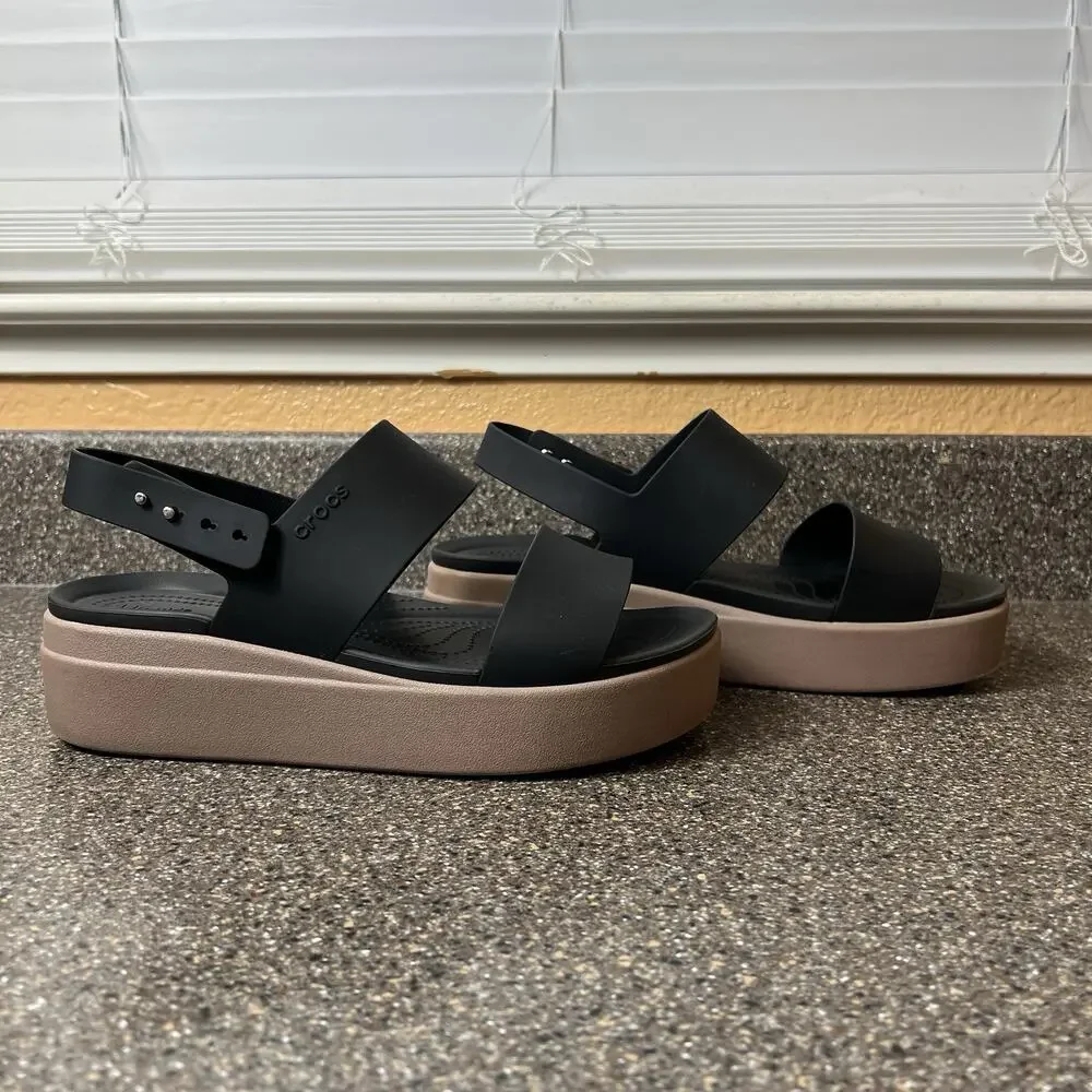 Crocs LiteRide Platform Sandal Women 10 Black Comfort Casual Sling Back Open Toe